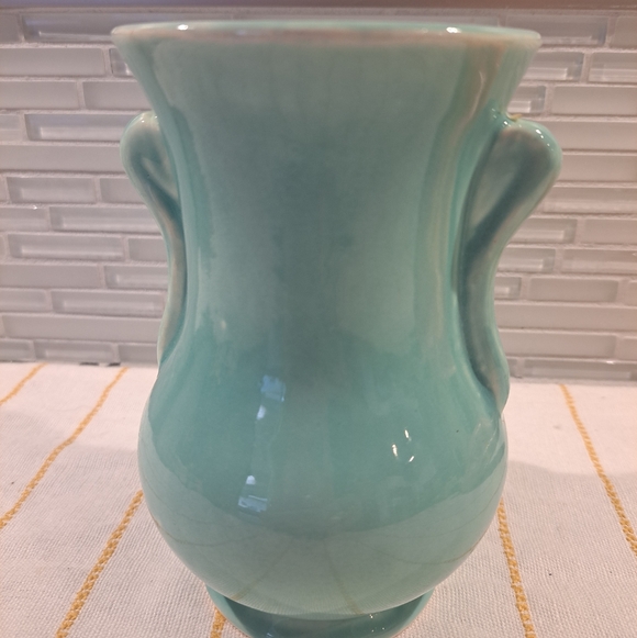 Aqua Blue CERAMIC Vase 6" - Picture 2 of 7